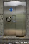 Closed Metal Door With Sanyo Securities&nbsp;Emblem